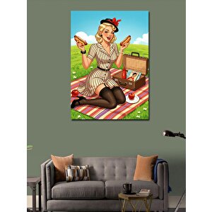Kanvas Tablo Piknikte Retro Kadın 70x100 cm