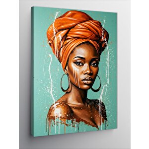Kanvas Tablo Afrikalı Kadın Ve Geleneksel Güzellik 50x70 cm