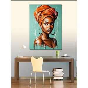 Kanvas Tablo Afrikalı Kadın Ve Geleneksel Güzellik 50x70 cm
