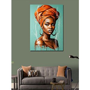 Kanvas Tablo Afrikalı Kadın Ve Geleneksel Güzellik 50x70 cm