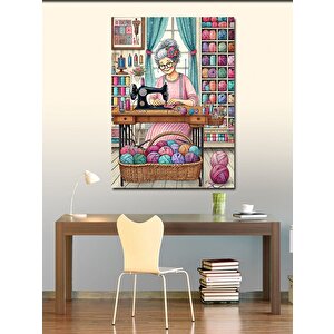 Kanvas Tablo Dikiş Odasında Yaşlı Kadın 50x70 cm