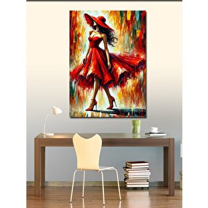 Kanvas Tablo Kırmızı Elbiseli Kadın 100x140 cm