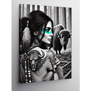 Kanvas Tablo Kızılderili Kadın Ve Mandalalar 70x100 cm