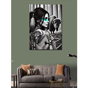 Kanvas Tablo Kızılderili Kadın Ve Mandalalar 70x100 cm