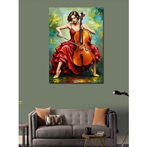 Kanvas Tablo Çello Çalan Kadın Ve Tutku 70x100 cm