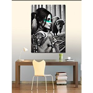 Kanvas Tablo Kızılderili Kadın Ve Mandalalar 50x70 cm
