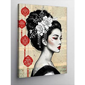 Kanvas Tablo Geleneksel Japon Kadın Portresi 50x70 cm