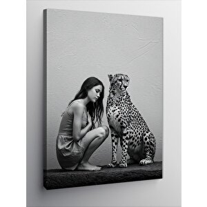 Kanvas Tablo Çita İle Kadın Portresi 100x140 cm