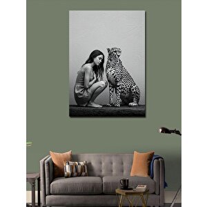 Kanvas Tablo Çita İle Kadın Portresi 100x140 cm