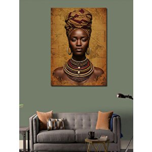 Kanvas Tablo Afrikalı Kadın Ve Geleneksel Takılar 100x140 cm