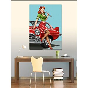 Kanvas Tablo Tamir Eden Retro Kadın 50x70 cm