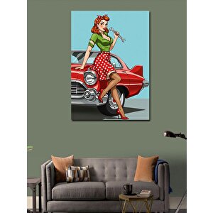 Kanvas Tablo Tamir Eden Retro Kadın 50x70 cm