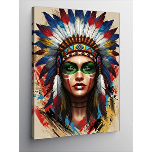Kanvas Tablo Kızılderili Kadın Portresi 70x100 cm