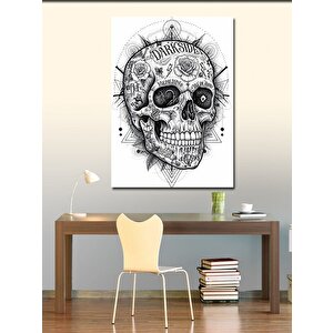 Kanvas Tablo Kafatası Ve Dövme Tasarımı 100x140 cm