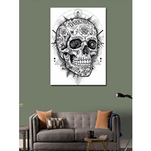 Kanvas Tablo Kafatası Ve Dövme Tasarımı 100x140 cm