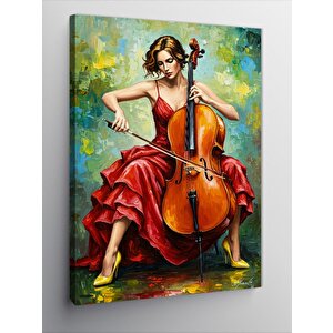 Kanvas Tablo Çello Çalan Kadın Ve Tutku 100x140 cm