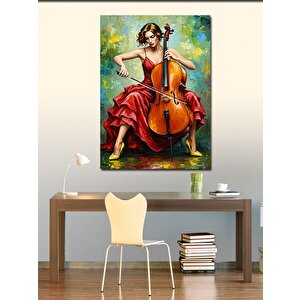 Kanvas Tablo Çello Çalan Kadın Ve Tutku 100x140 cm