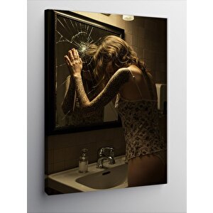 Kanvas Tablo Ayna Karşısında Düşünen Kadın 100x140 cm