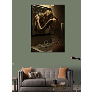 Kanvas Tablo Ayna Karşısında Düşünen Kadın 70x100 cm
