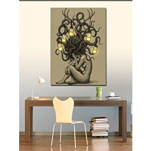 Kanvas Tablo Lambalarla Saçlı Kadın 70x100 cm