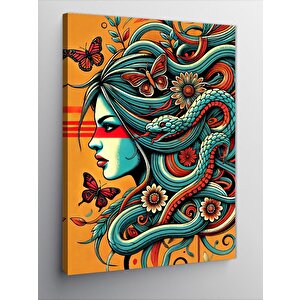 Kanvas Tablo Saçlarında Yılanlar Olan Kadın 100x140 cm