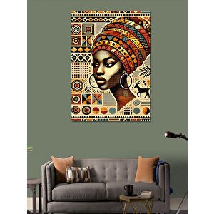 Kanvas Tablo Afrikalı Kadın Ve Desenler 100x140 cm
