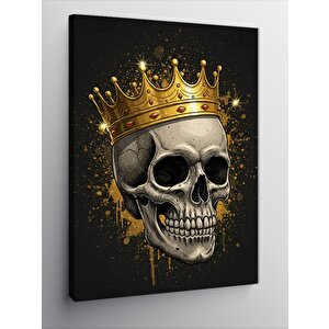 Kanvas Tablo Altın Taçlı Kafatası İllüstrasyonu 100x140 cm