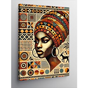 Kanvas Tablo Afrikalı Kadın Ve Desenler 70x100 cm