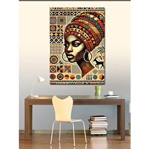 Kanvas Tablo Afrikalı Kadın Ve Desenler 70x100 cm