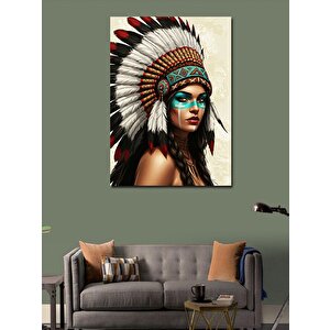 Kanvas Tablo Kızılderili Kadın Ve Renkli Makya 100x140 cm