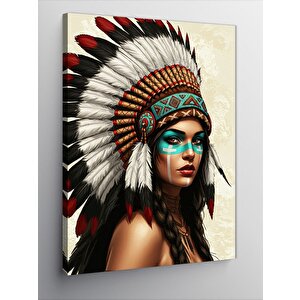 Kanvas Tablo Kızılderili Kadın Ve Renkli Makya 70x100 cm