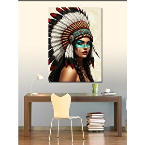 Kanvas Tablo Kızılderili Kadın Ve Renkli Makya 70x100 cm