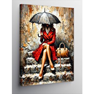 Kanvas Tablo Şemsiye Altında Kadın 50x70 cm