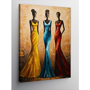 Kanvas Tablo Renkli Elbiselerle Kadınlar 100x140 cm