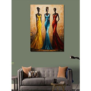 Kanvas Tablo Renkli Elbiselerle Kadınlar 100x140 cm