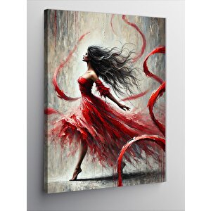 Kanvas Tablo Kırmızı Elbise Ve Rüzgâr Dansı 50x70 cm