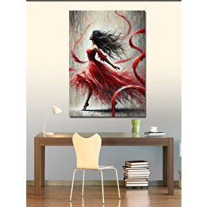 Kanvas Tablo Kırmızı Elbise Ve Rüzgâr Dansı 50x70 cm