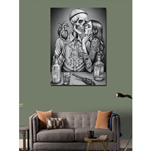 Kanvas Tablo Kafatası Ve Çift Portresi 100x140 cm