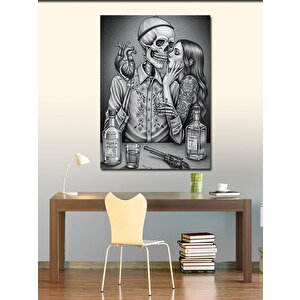 Kanvas Tablo Kafatası Ve Çift Portresi 70x100 cm