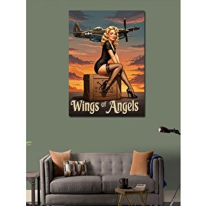 Kanvas Tablo "wings Of Angels" Ve Retro Kadın 100x140 cm