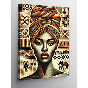 Kanvas Tablo Afrikalı Kadın Ve Desenler 70x100 cm