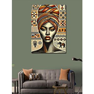 Kanvas Tablo Afrikalı Kadın Ve Desenler 70x100 cm