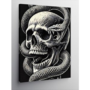 Kanvas Tablo Yılanlı Kafatası Çizimi 100x140 cm
