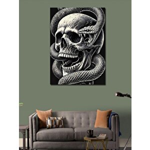 Kanvas Tablo Yılanlı Kafatası Çizimi 100x140 cm