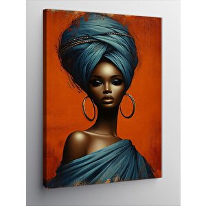 Kanvas Tablo Turuncu Tonlarda Afrikalı Kadın 100x140 cm