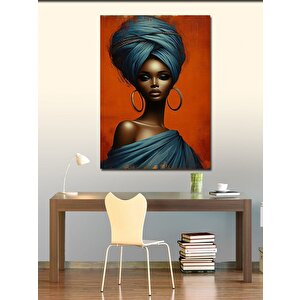 Kanvas Tablo Turuncu Tonlarda Afrikalı Kadın 100x140 cm