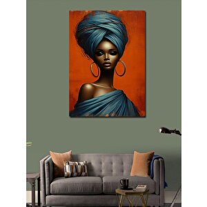 Kanvas Tablo Turuncu Tonlarda Afrikalı Kadın 100x140 cm