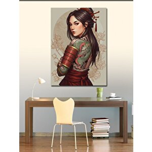 Kanvas Tablo Geleneksel Zırhlı Kadın Samuray 100x140 cm