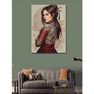 Kanvas Tablo Geleneksel Zırhlı Kadın Samuray 100x140 cm