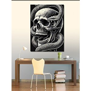 Kanvas Tablo Yılanlı Kafatası Çizimi 70x100 cm